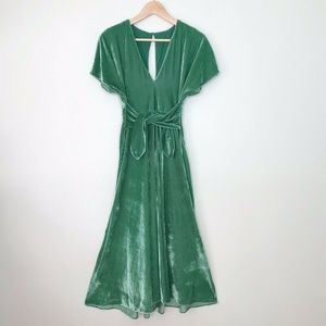 Zara Green Velvet Midi Dress Size Small NWOT